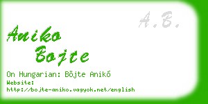 aniko bojte business card