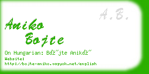 aniko bojte business card